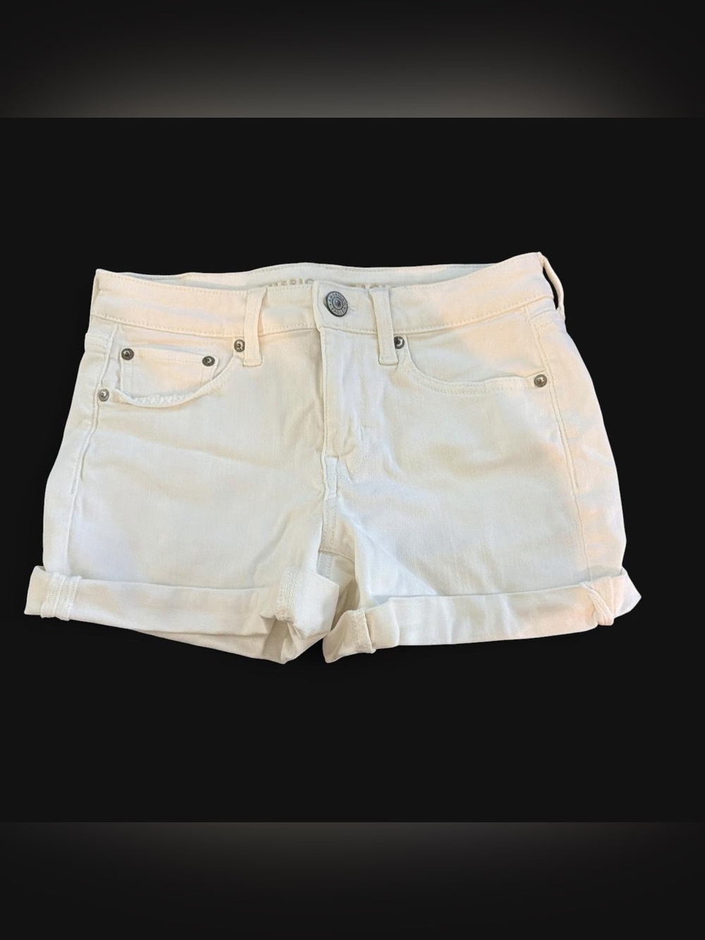 American Eagle Women’s White Rolled-Hem Denim Shorts